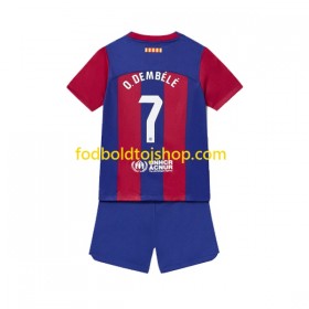 FC Barcelona Ousmane Dembele 7 Børn Hjemme Fodboldsæt 2023-24 S/S (+ Korte bukser)